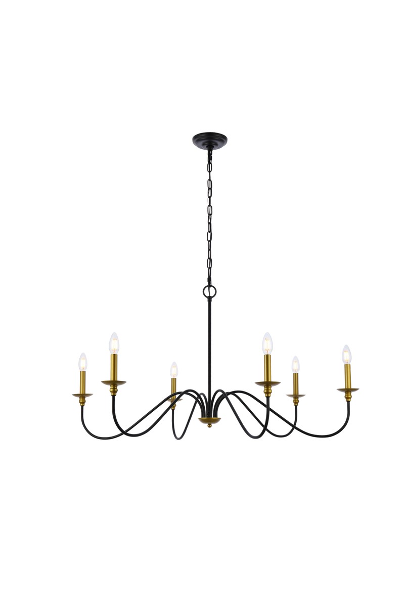 Brass Six Light Chandelier from the Rohan Collection