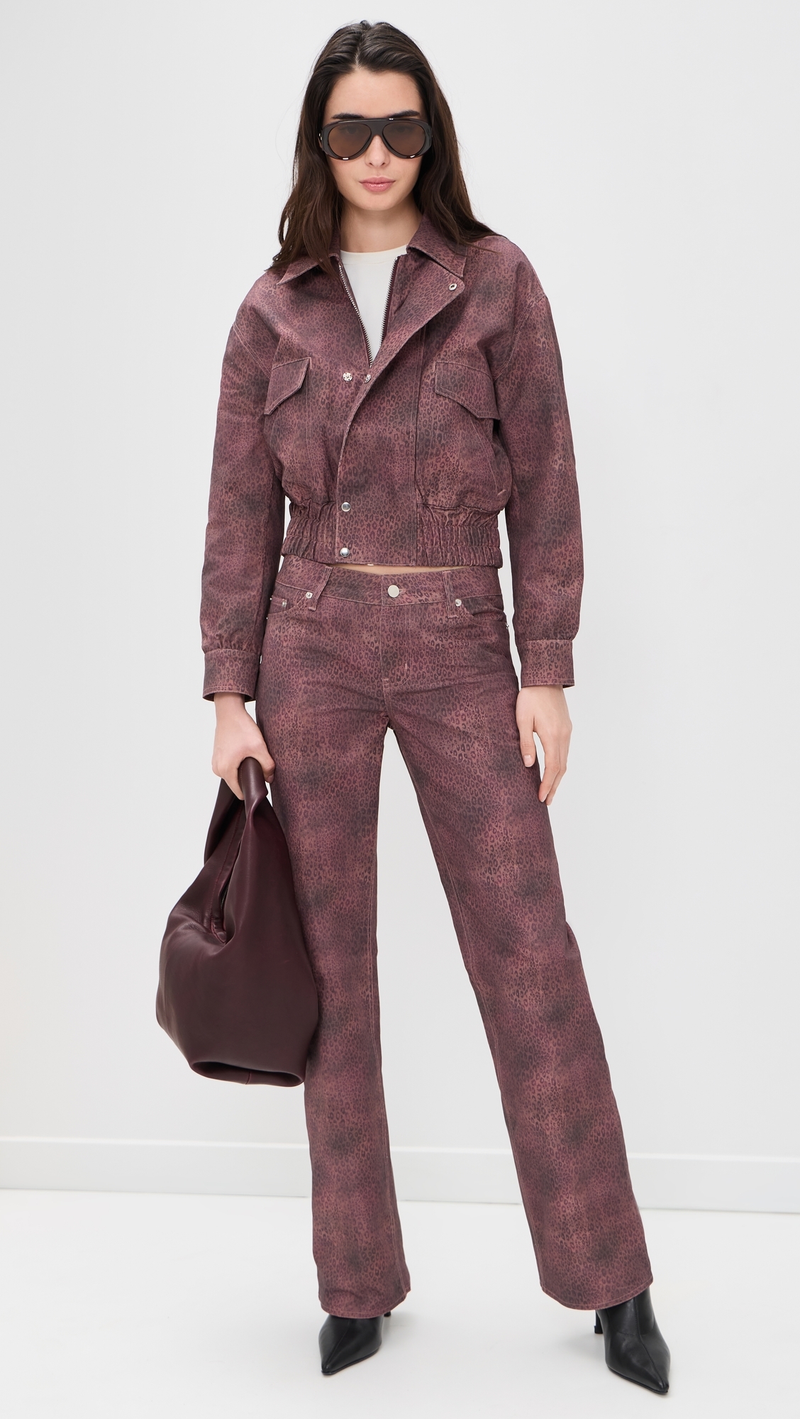 Cicely Straight Leg Trousers Red Leopard