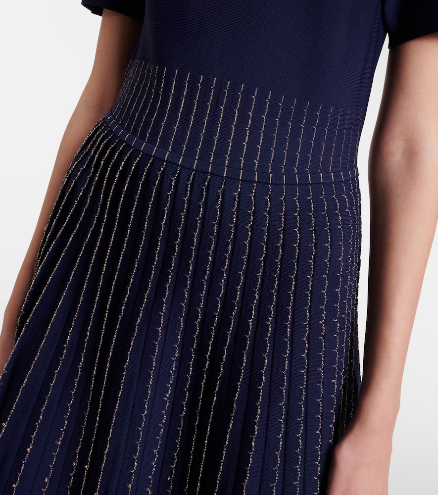 Beaded knitted pleated midi dress