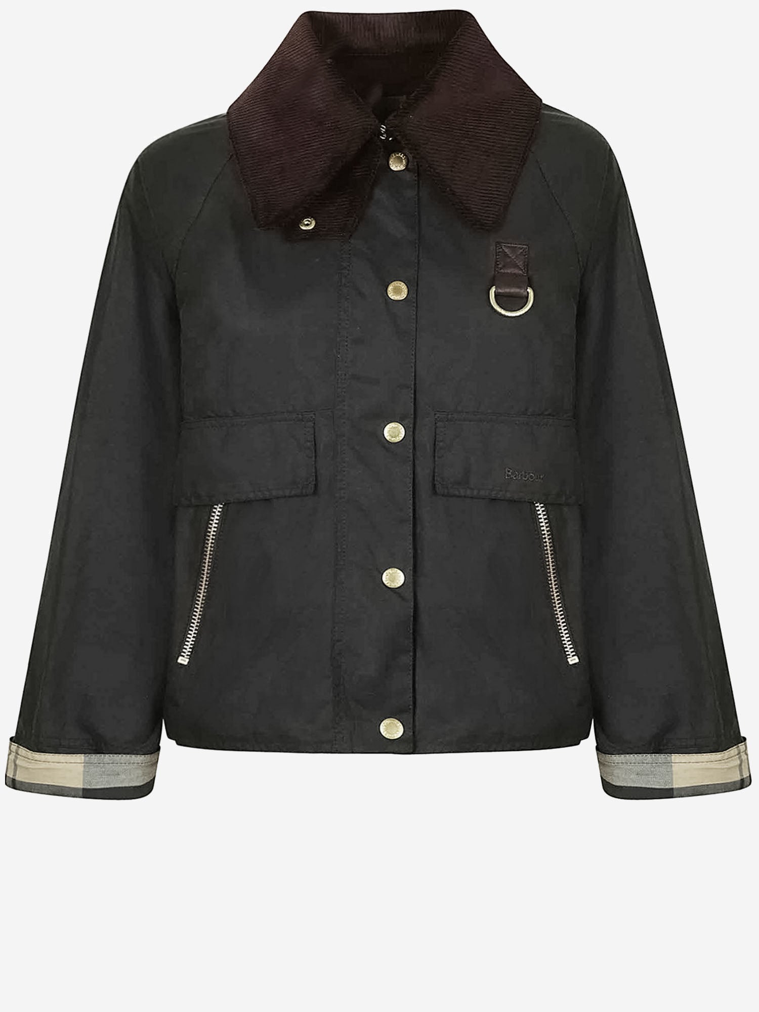 Waxed Cotton with Corduroy Collar Jacket — Green