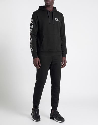 Man Sweatshirt Black Size L Cotton, Elastane