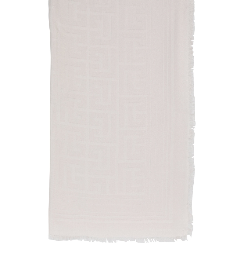 Fringed Monogram Print Scarf