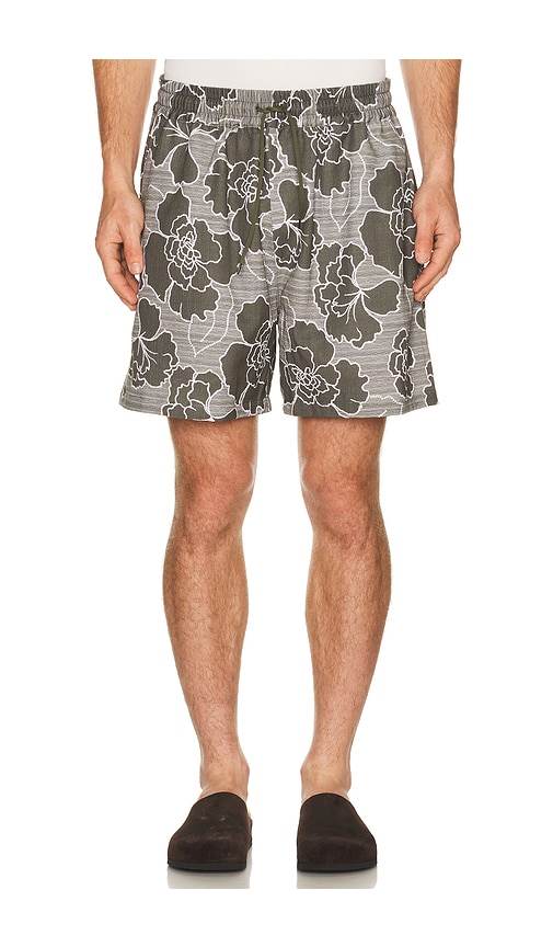 Les Deux Charlie Poppy All Over Print Shorts in Olive. - L also in M, S, XL/1X