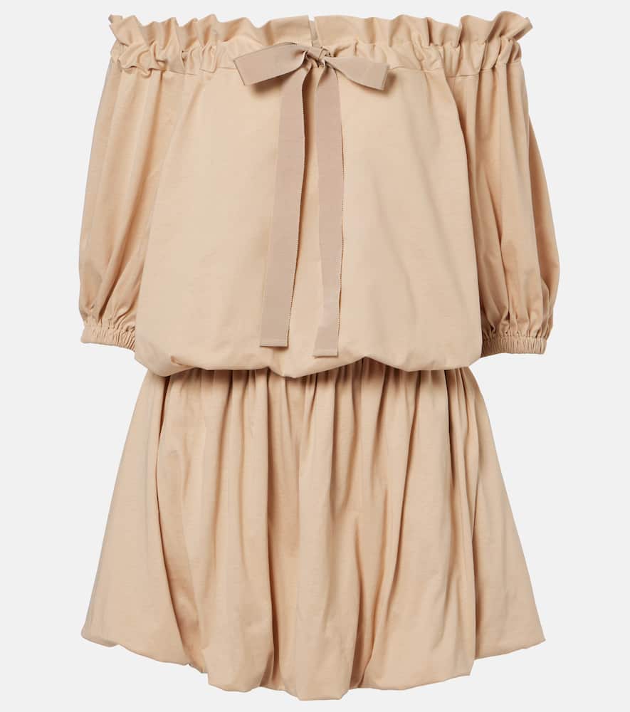 Tie-neck cotton faille minidress