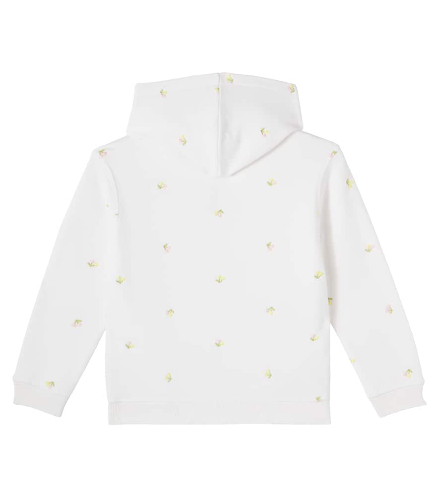 Embroidered cotton jersey zip-up hoodie