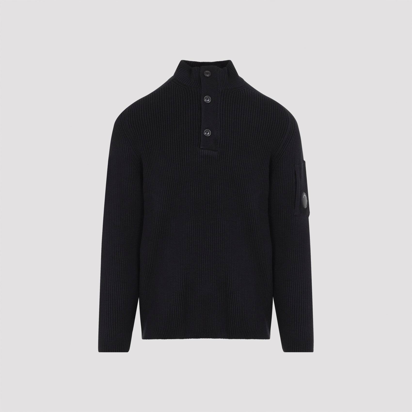 Full Rib Half-Button Crewneck Sweater