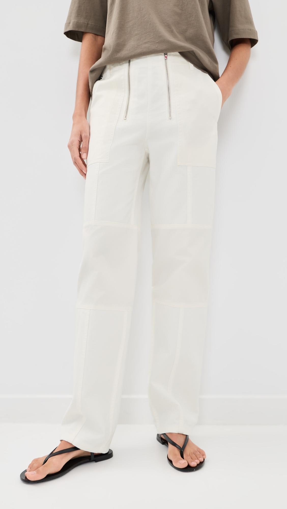 Patchwork Twill Cargo Fischer Jeans White