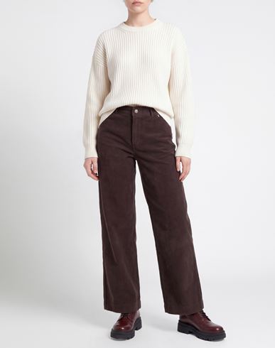 Woman Pants Chocolate brown Size M Cotton, Elastane