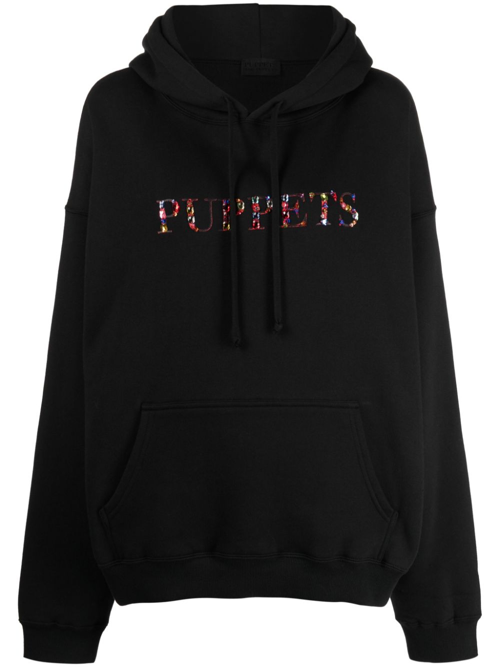 Crystal-embellished cotton-blend hoodie - Black
