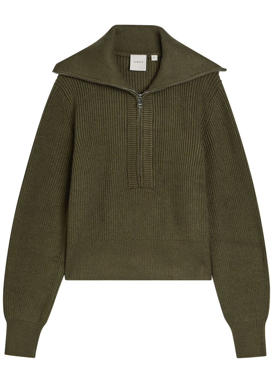 Maura Ribbed Half-zip Knit Sweatshirt