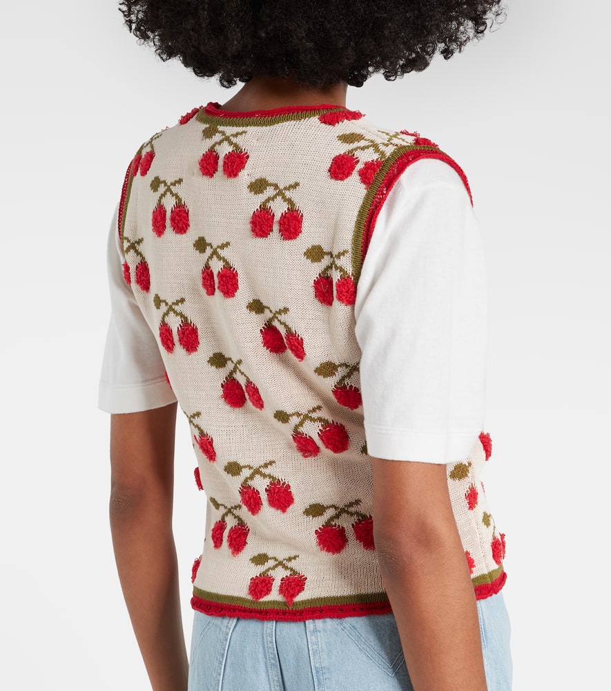 Cherry cotton-blend intarsia vest