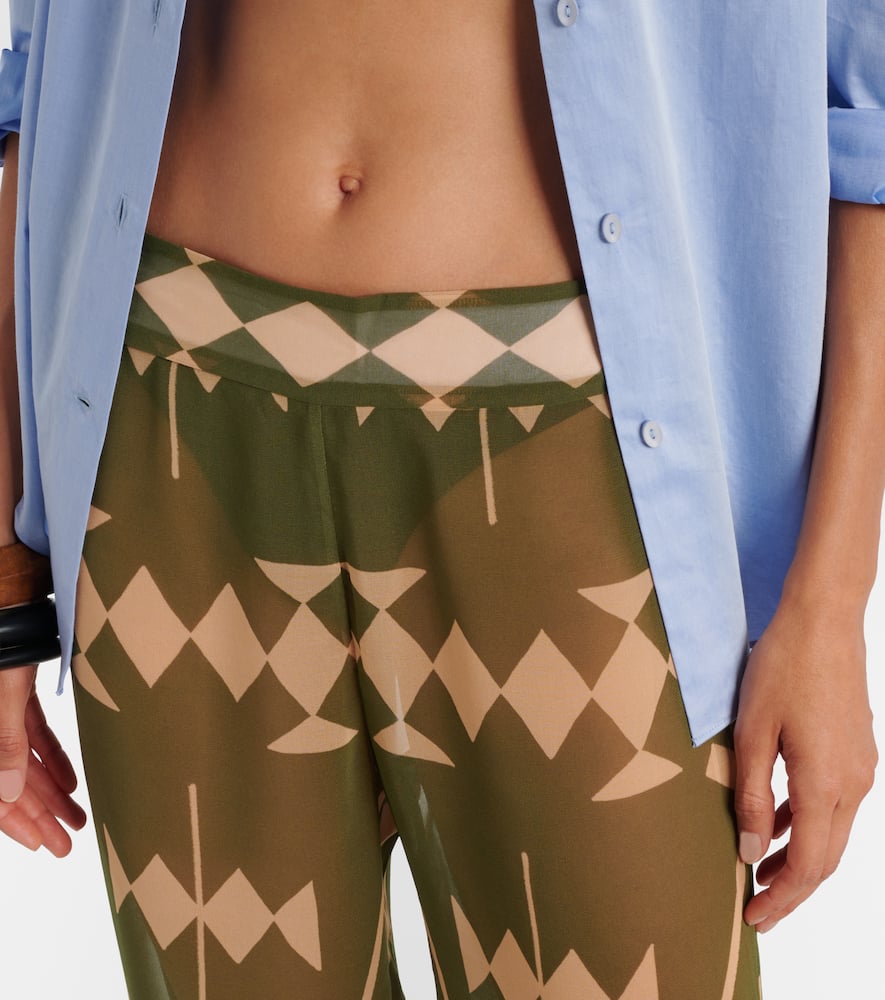Printed sheer chiffon palazzo pants