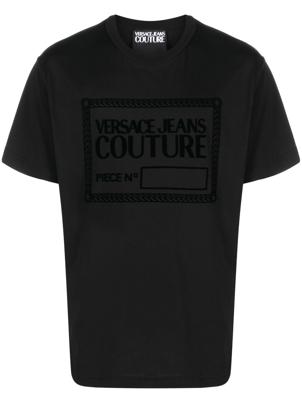 Flocked-logo cotton T-shirt - Black