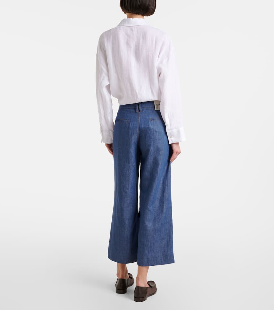Dante cotton and linen twill wide-leg pants
