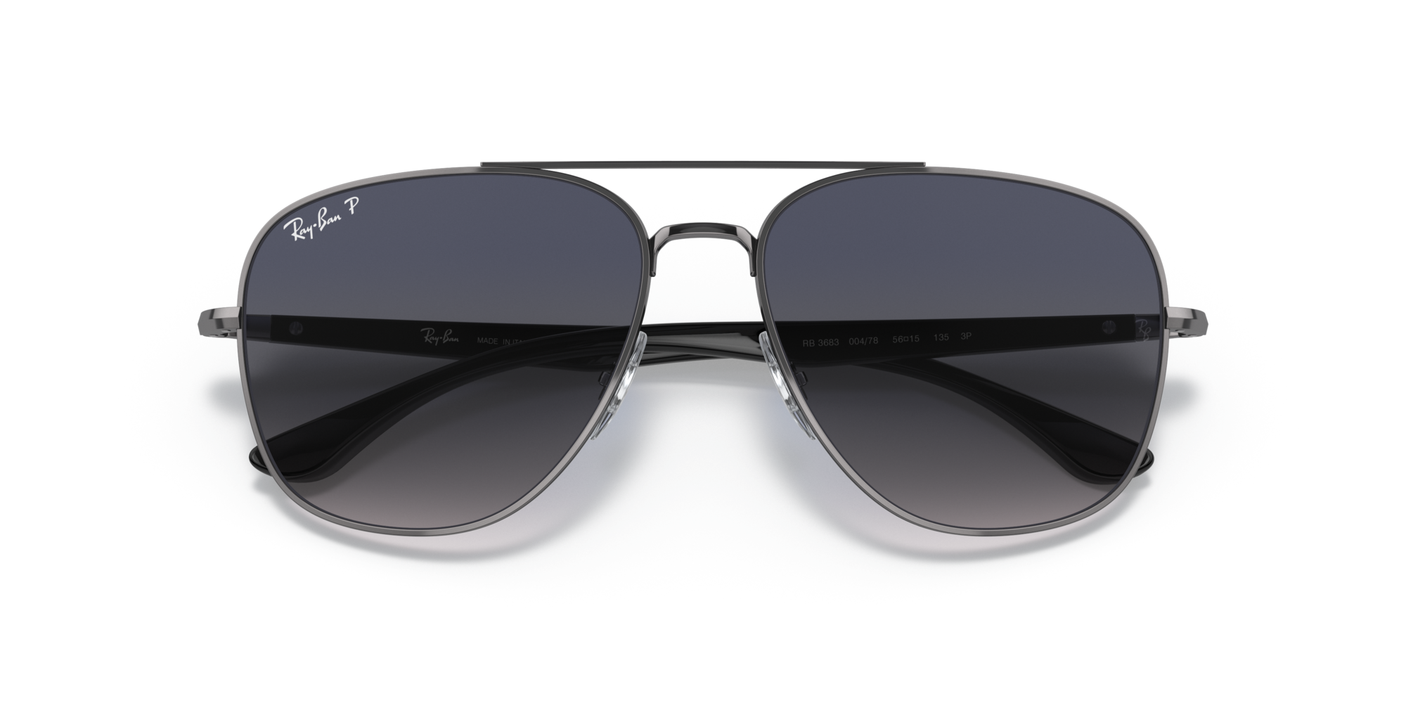 Ray - Ban Unisex Ray - Ban RB3683 004/78 Sunglasses Metal Grey Blue Squared Polarized Shaded