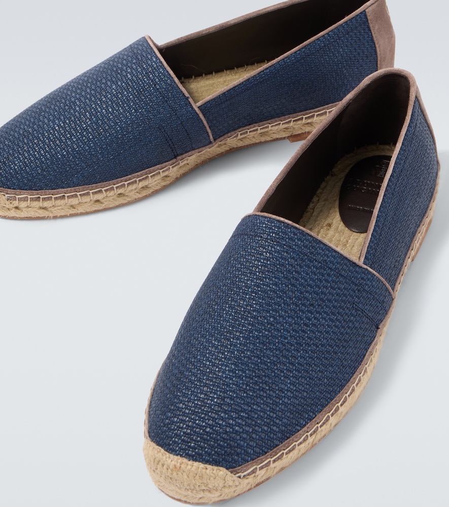 Suede-trimmed canvas espadrilles