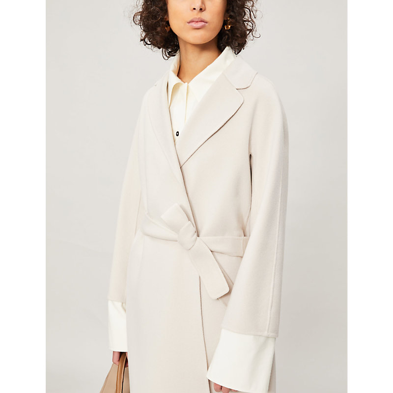 Womens Sand White Esturia Wool Coat