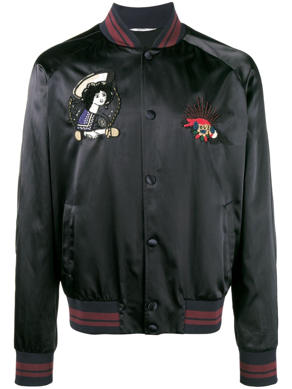 Motifs-embroidered bomber jacket - Black