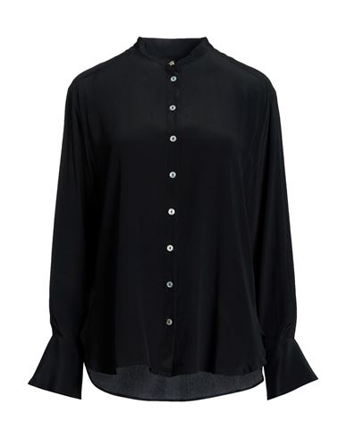 Woman Shirt Black Size 10 Acetate, Silk