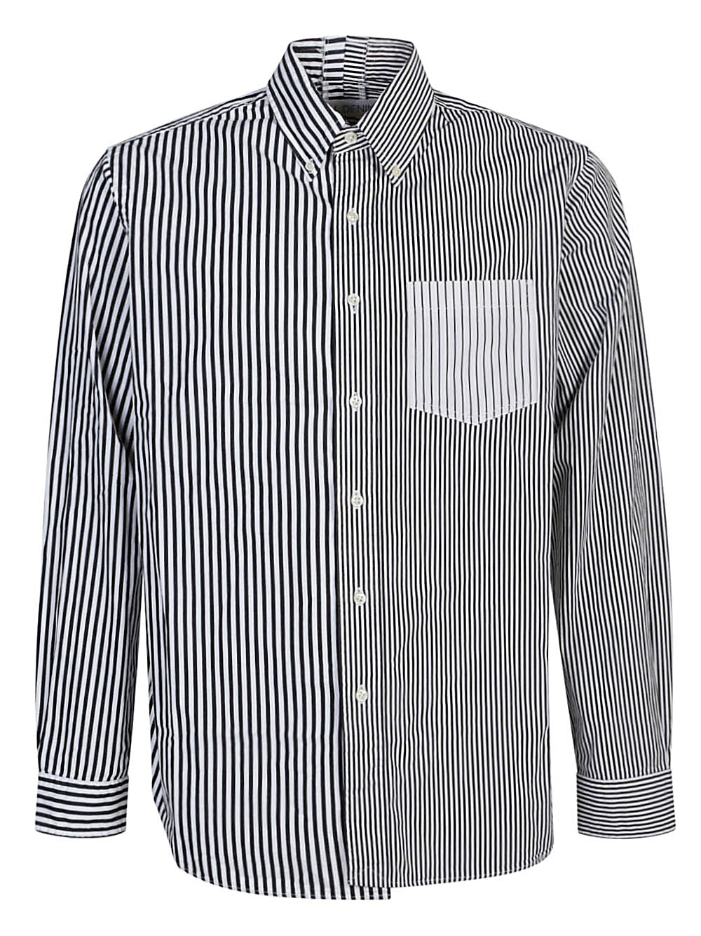 Contrast Striped Cotton Shirt — White
