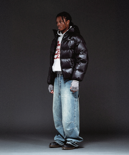 HOODED DUCK DOWN JACKET BLACK