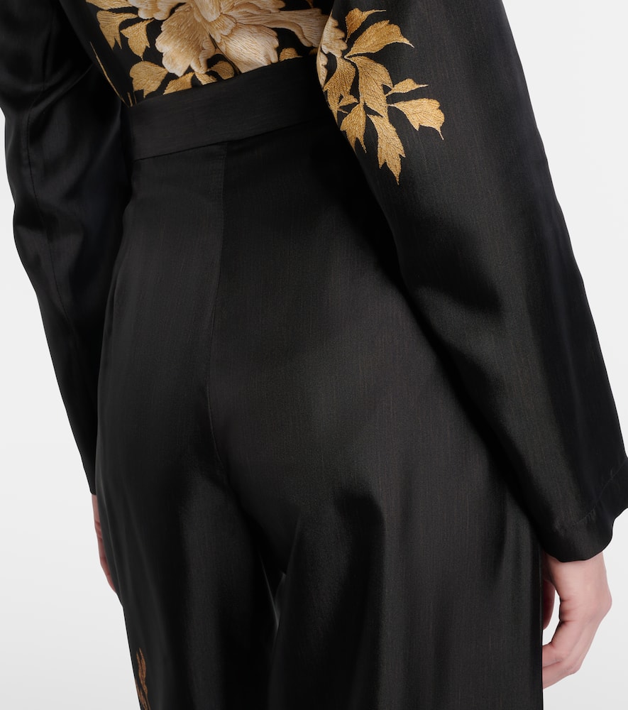 Mappa printed high-rise silk wide-leg pants