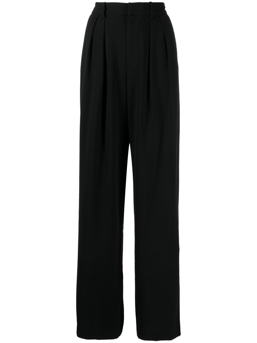 Pleat-detail wide-leg pants - Black