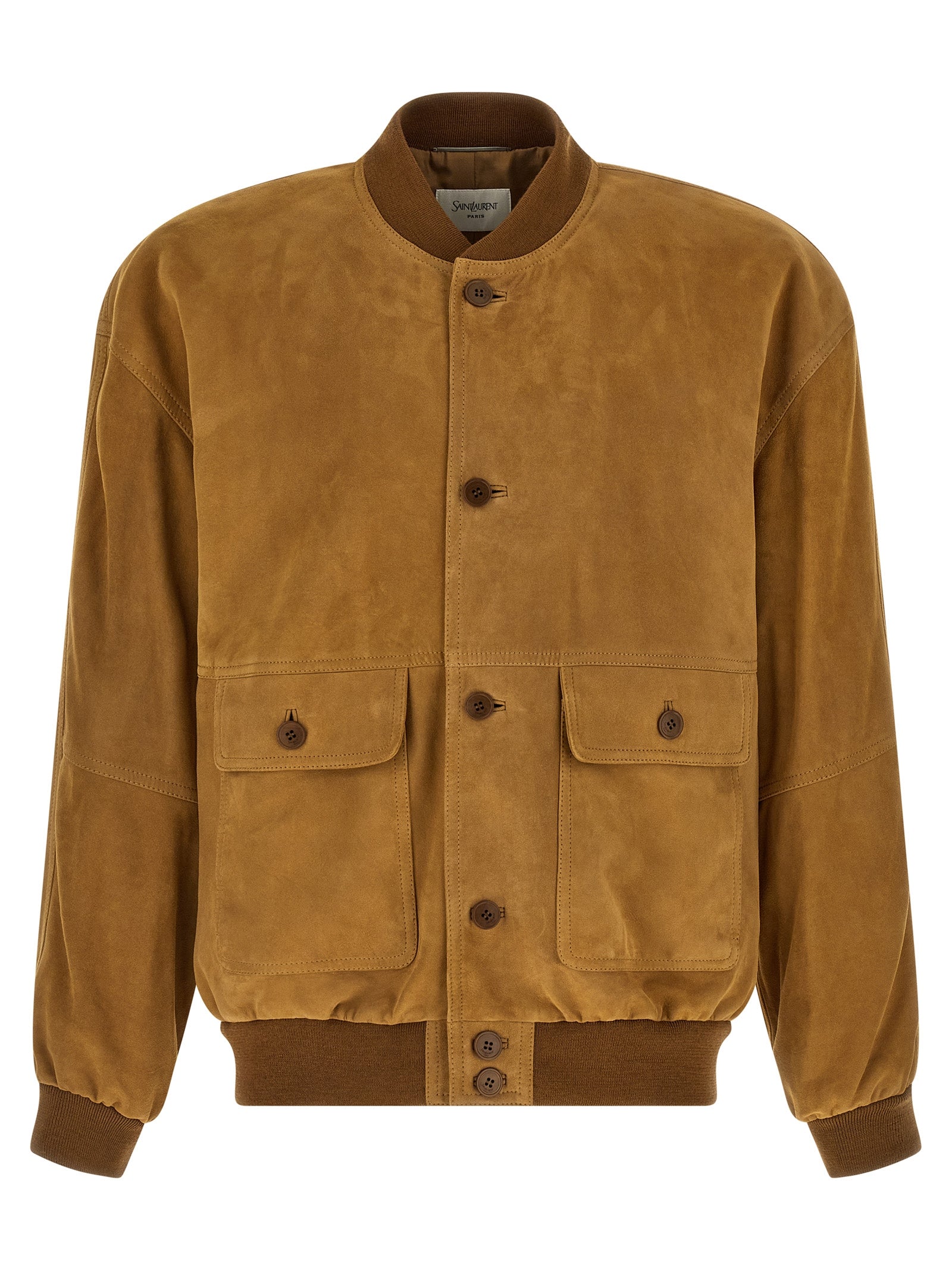 Lamb Leather Bomber Jacket — Brown