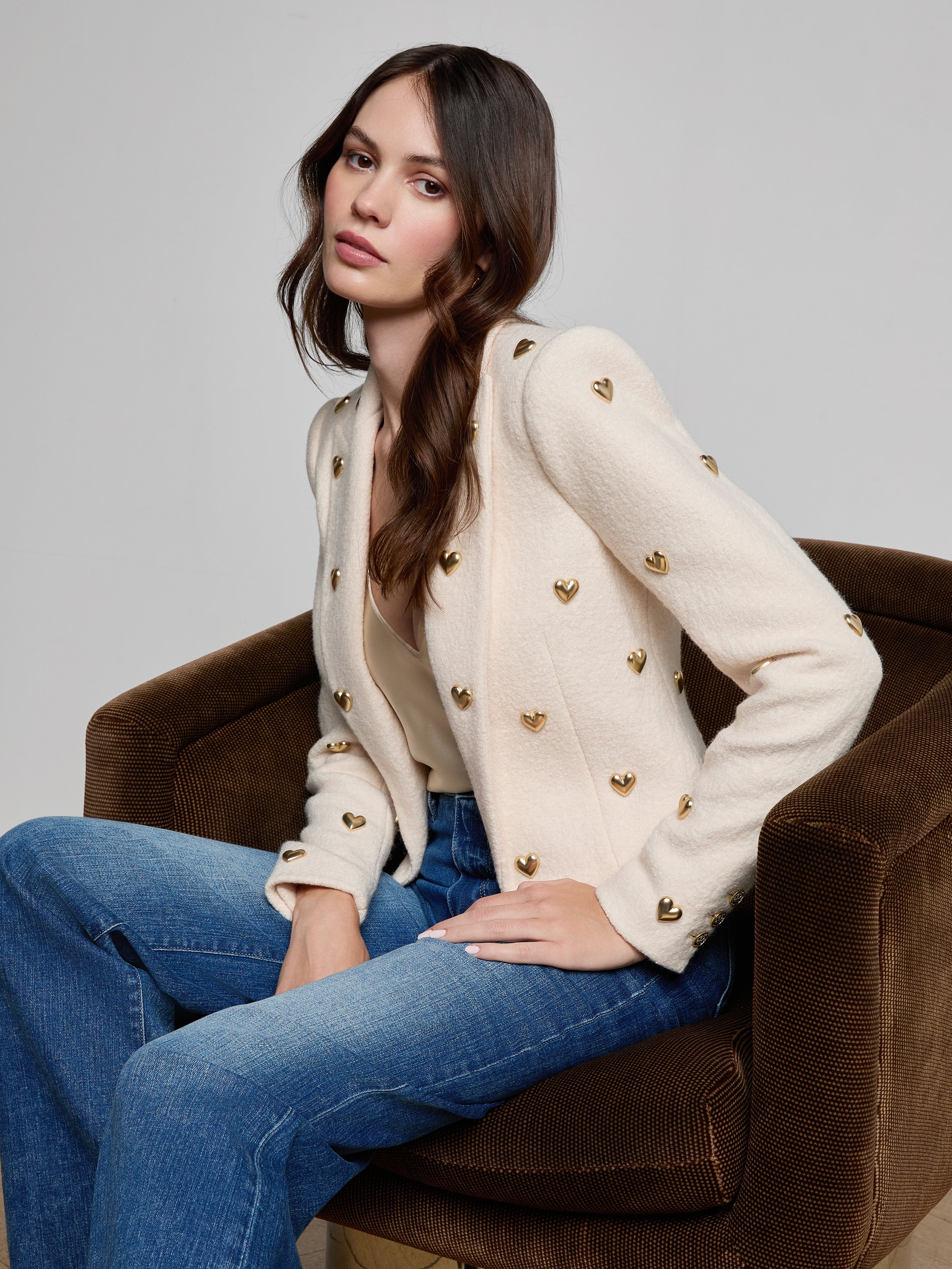 Jen Embellished Blazer In Ecru