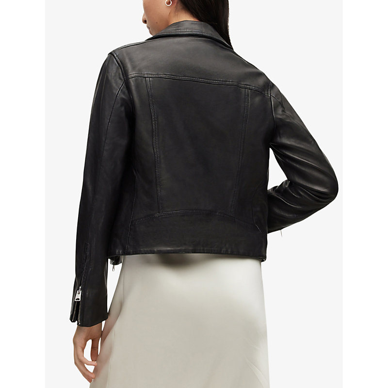 Womens Black Dalby Leather Biker Jacket