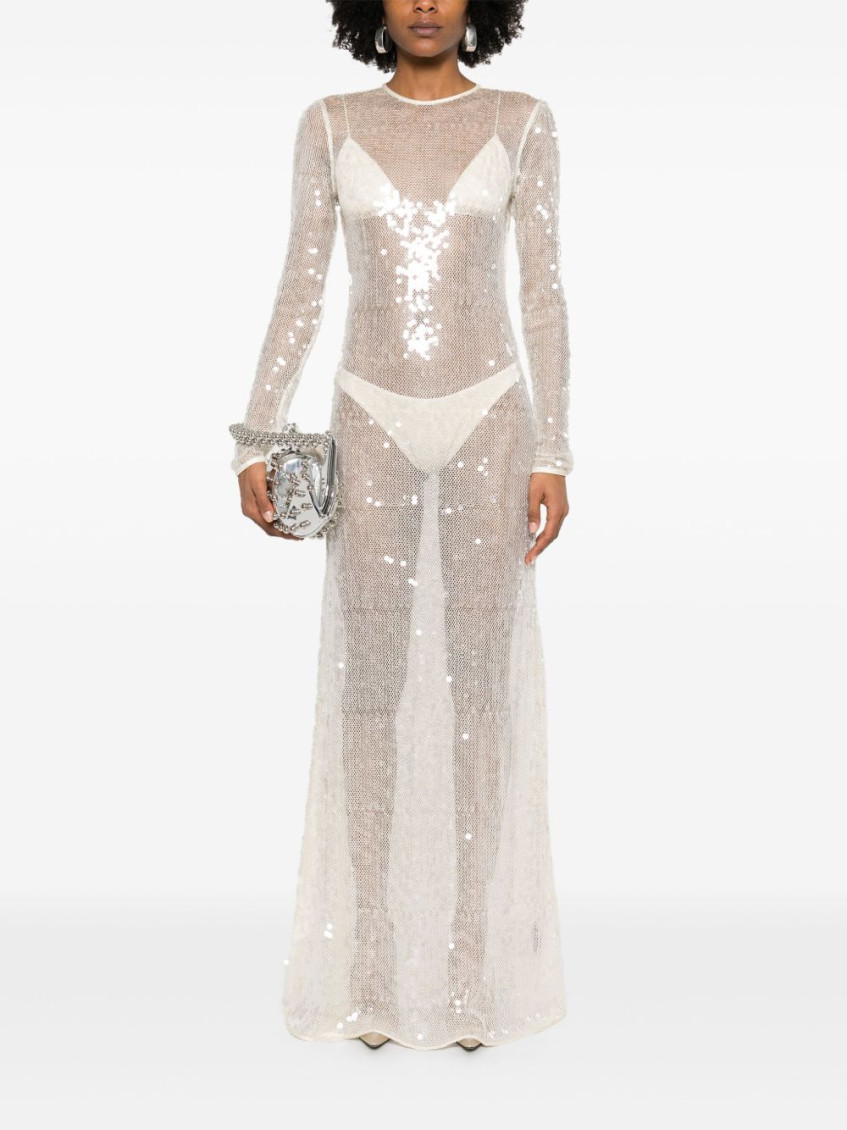 Long Sleeved Sequin Gown