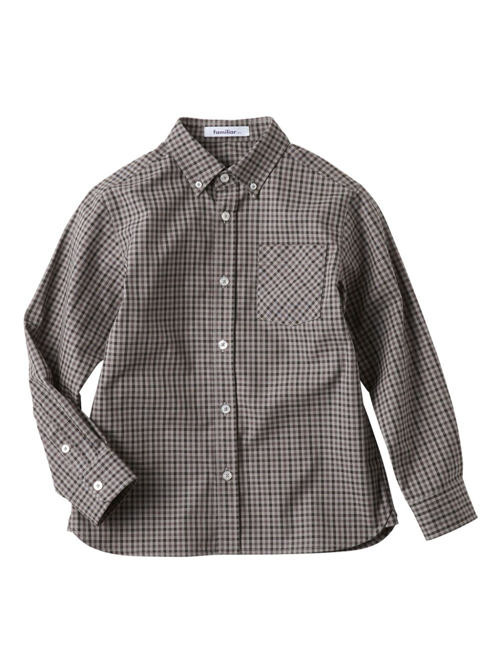Checkerboard-pattern cotton shirt - Brown