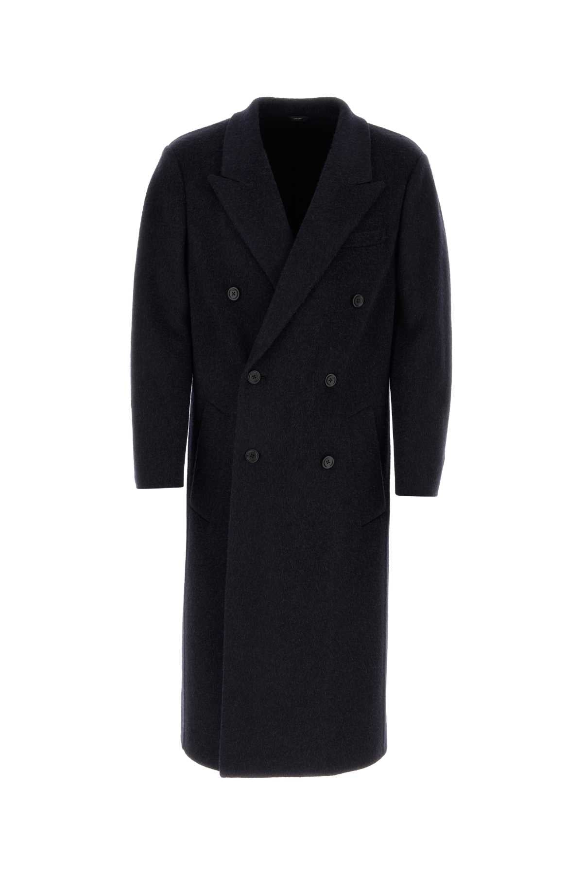 Wool-Nylon Blend Coat — Black