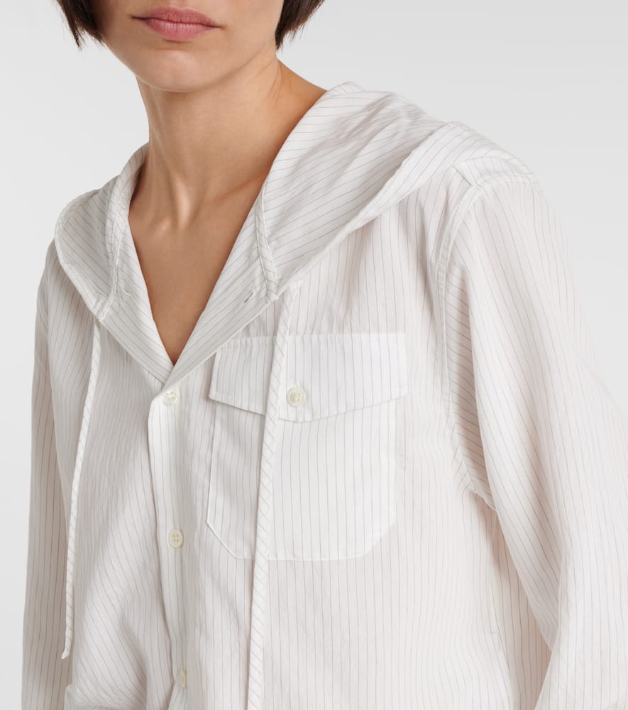 Pinstripe cropped hooded shirt