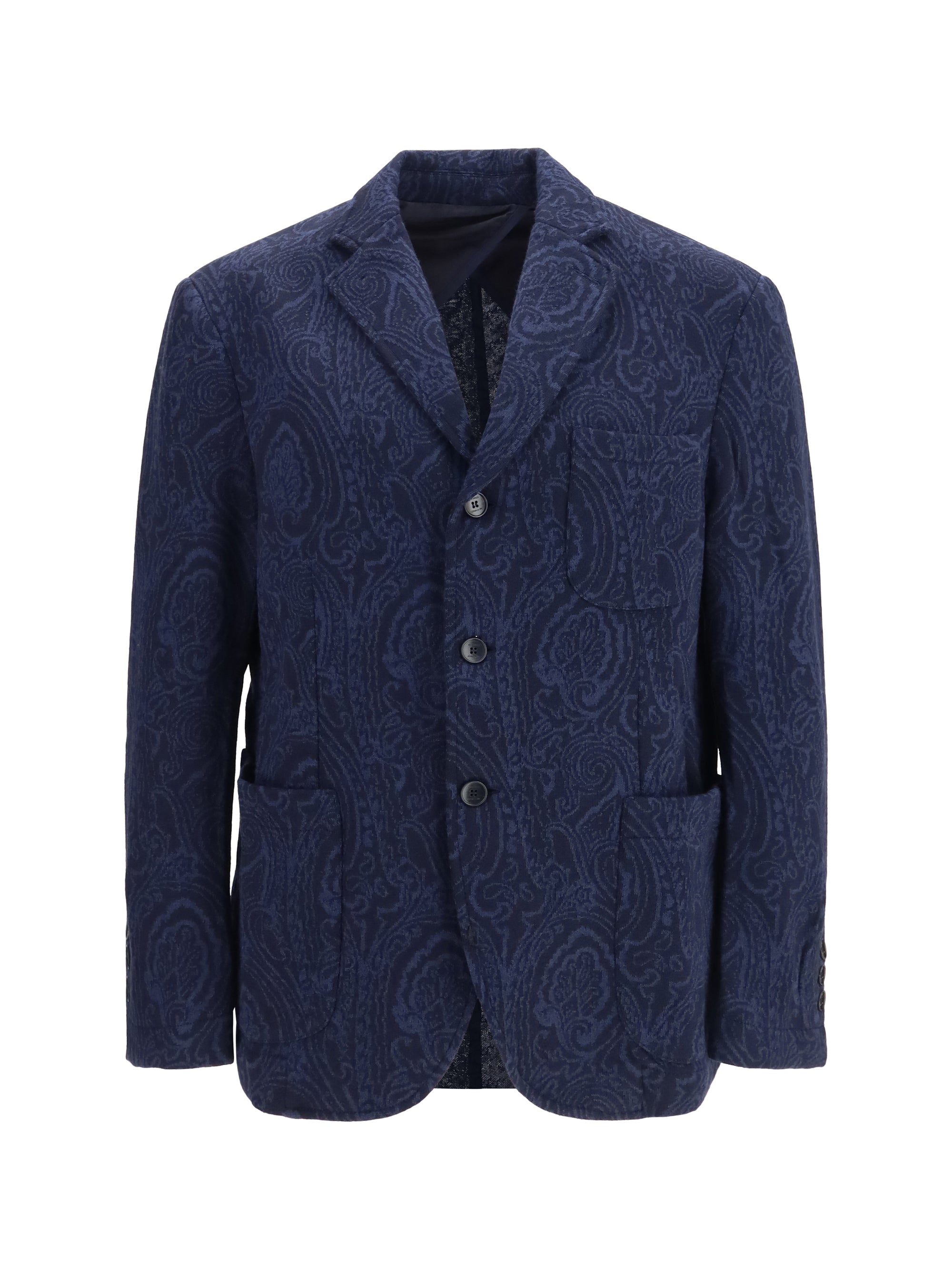 Arnica Jacquard Wool-Blend Blazer — Navy