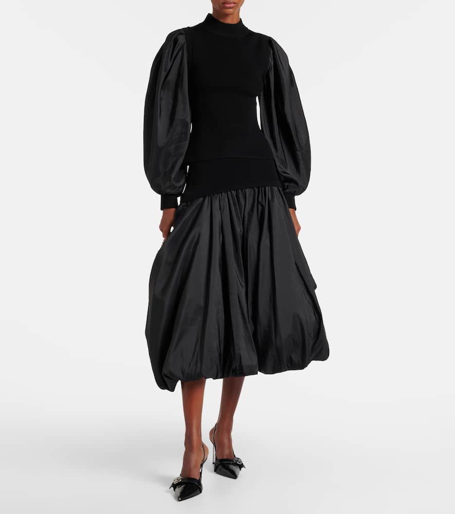 Jackie taffeta-trimmed knitted top