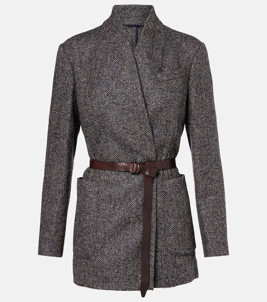 Herringbone Monili wool-blend tweed blazer