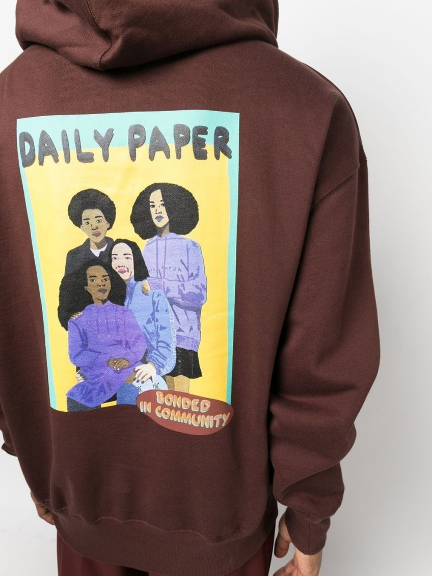 Brown Logo Cotton Hoodie