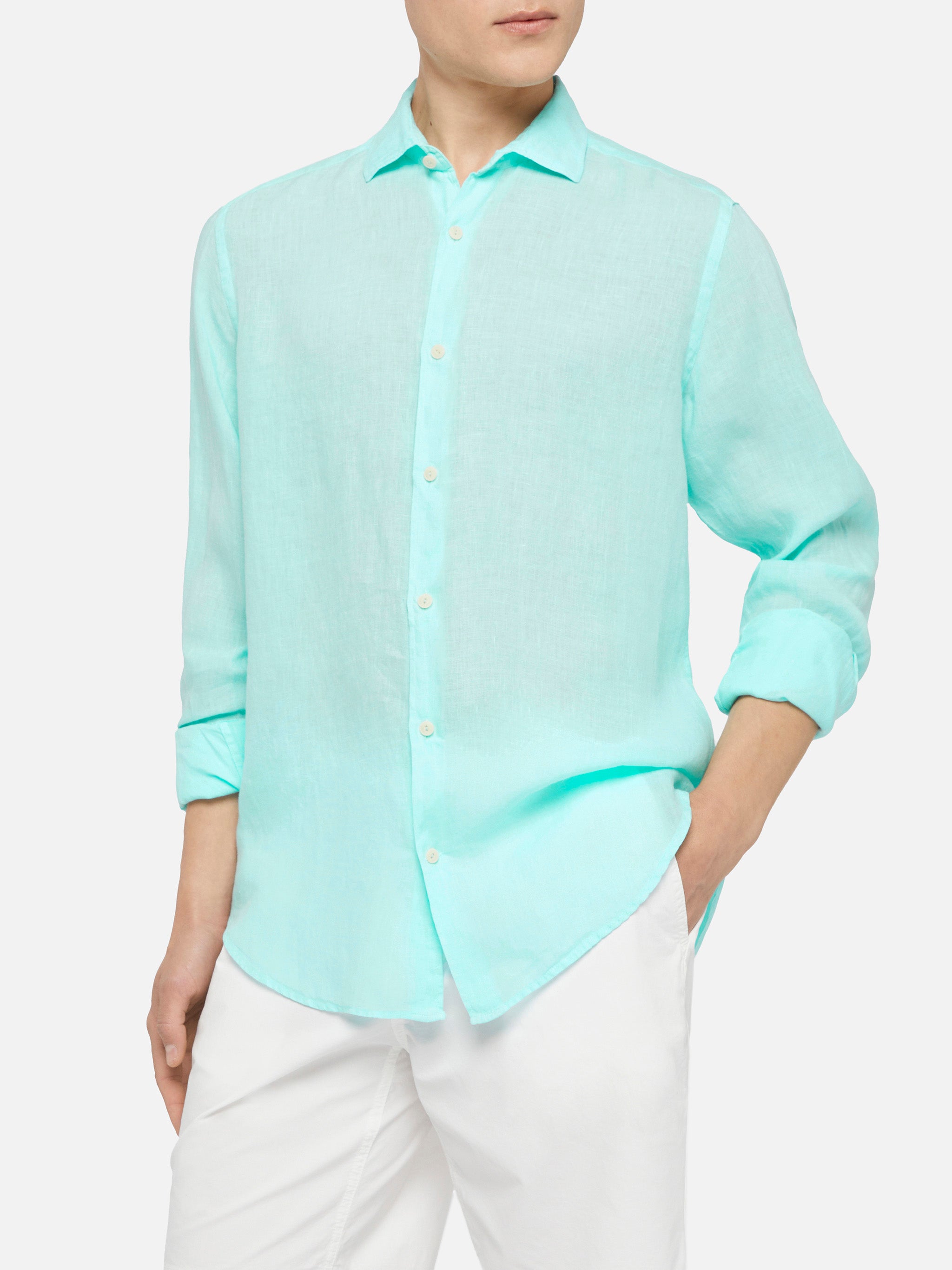 Water Green Linen Shirt Pamplona - Men