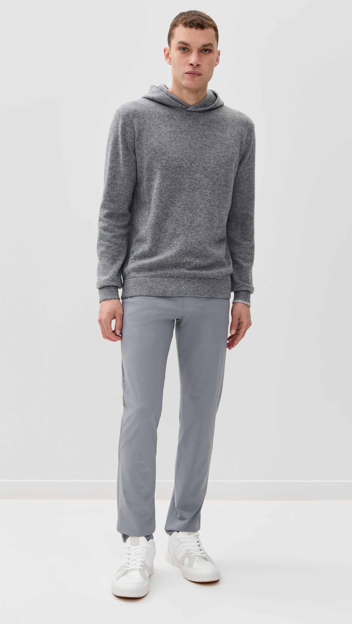 Greyson Koko Cashmere Blend Hoodie Sweater Smoke Heather