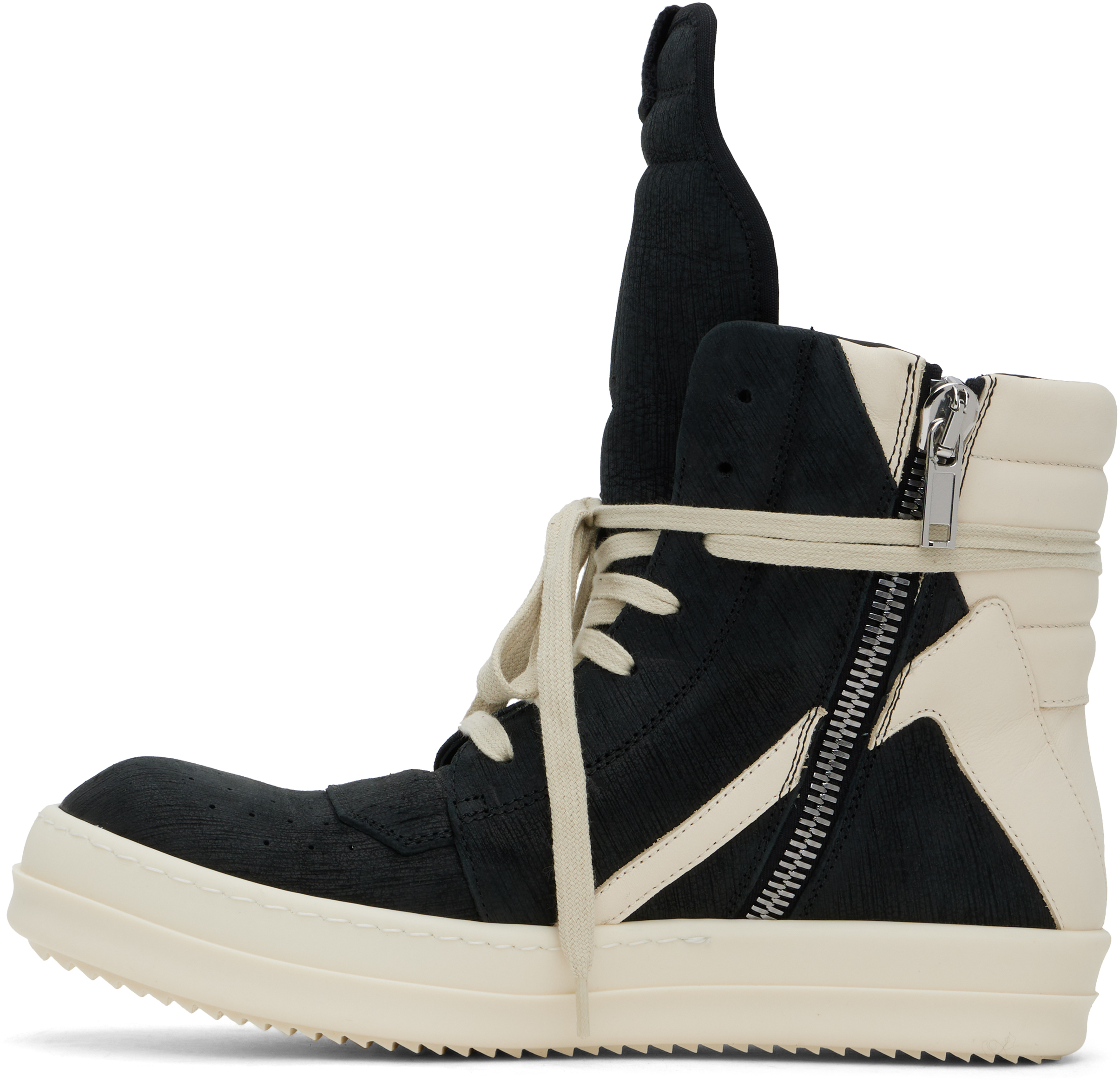 Rick Owens Black & Off-White Hollywood Geobasket Sneakers