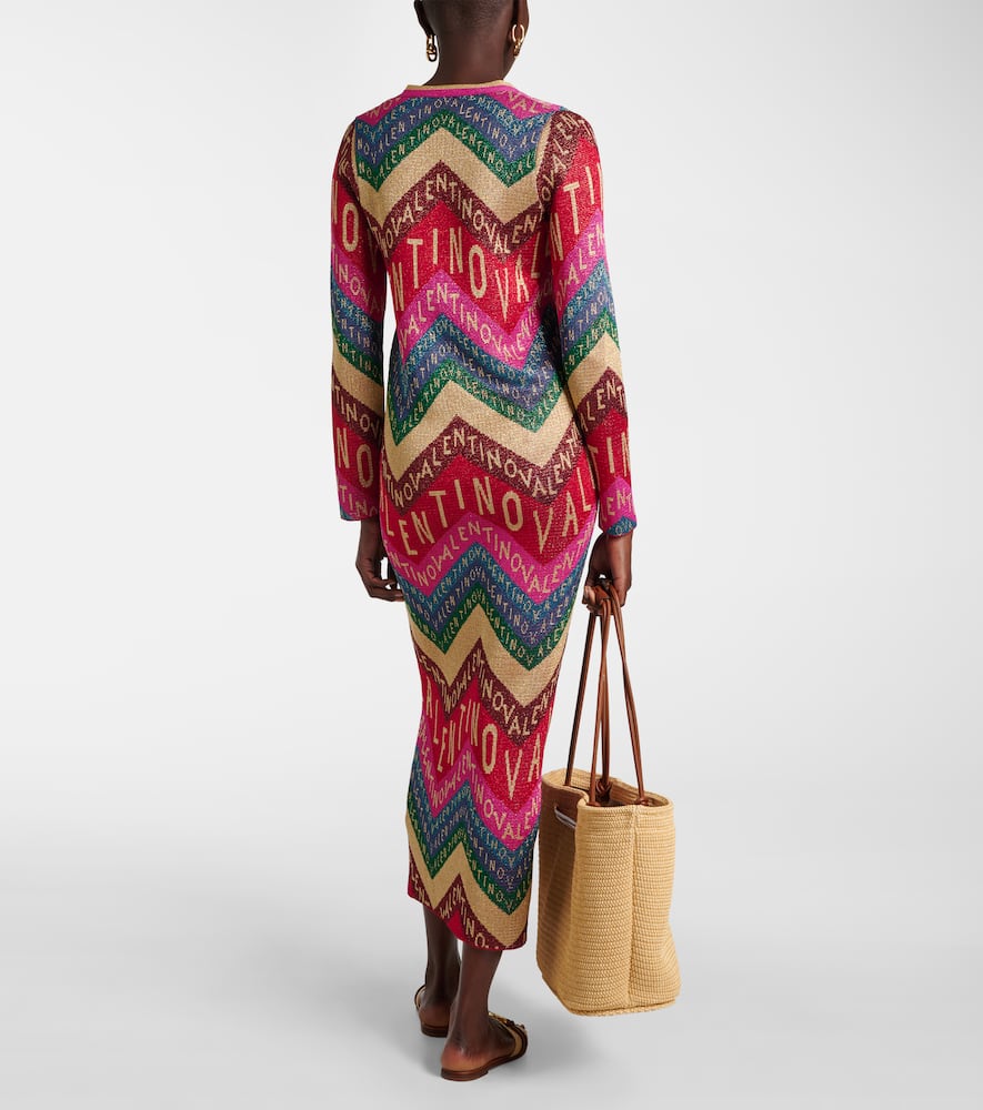 Logo knitted jacquard midi dress