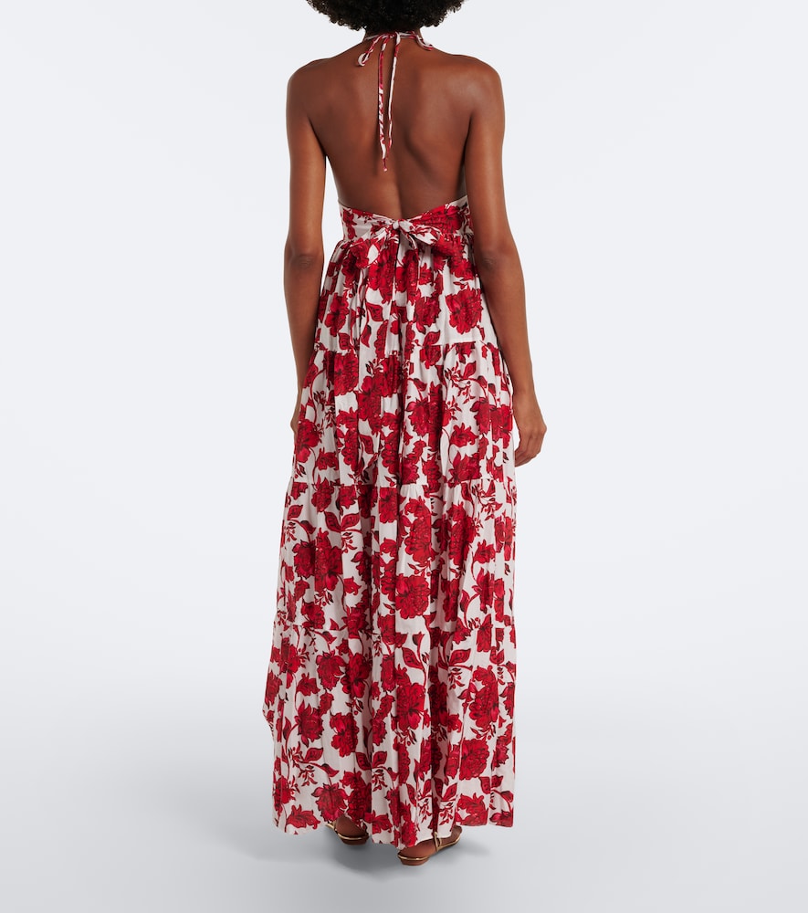 Clover floral cotton and silk maxi dress
