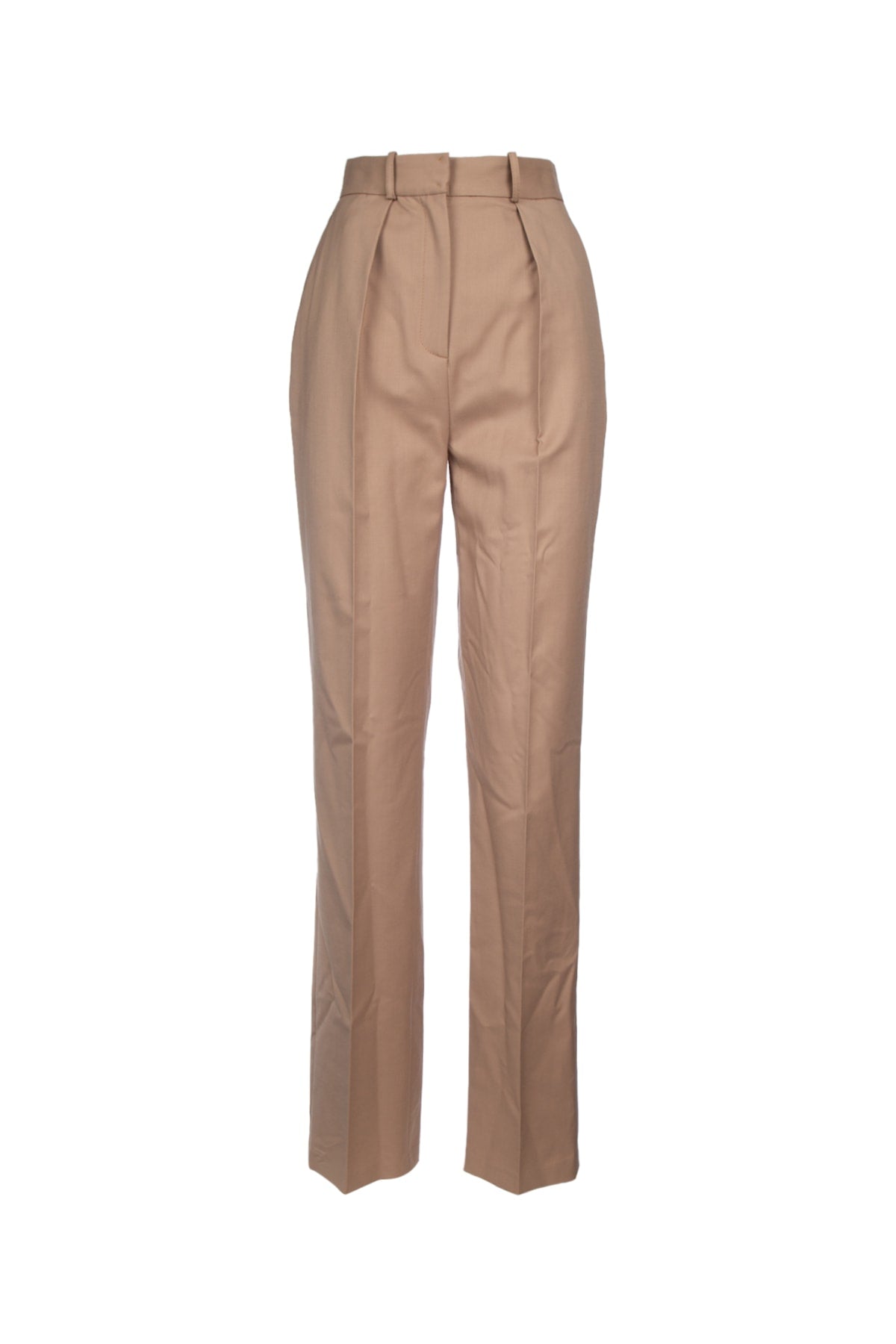 High-Waisted Trousers — Beige