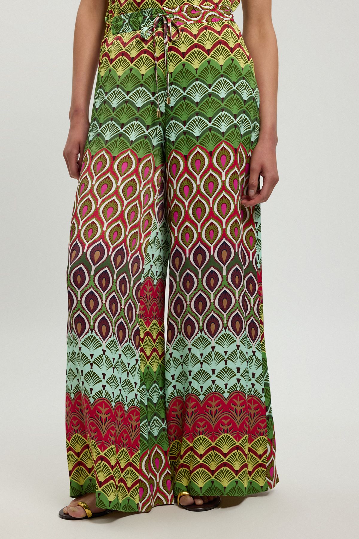 Karen Millen Womens Satin Viscose Multi Print Trouser - Multicolour