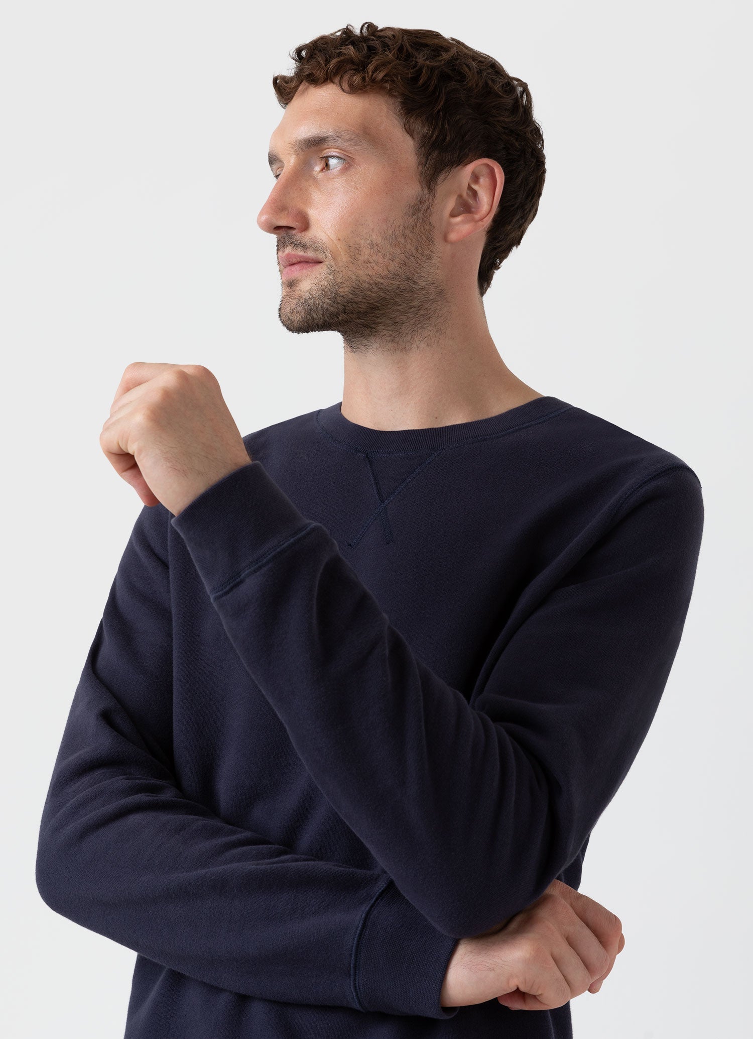 Men's Loopback Sweatshirt in Navy Exceptionally Soft Loopback Fabric 100% Cotton Relaxed Fit Casual Sweatshirt