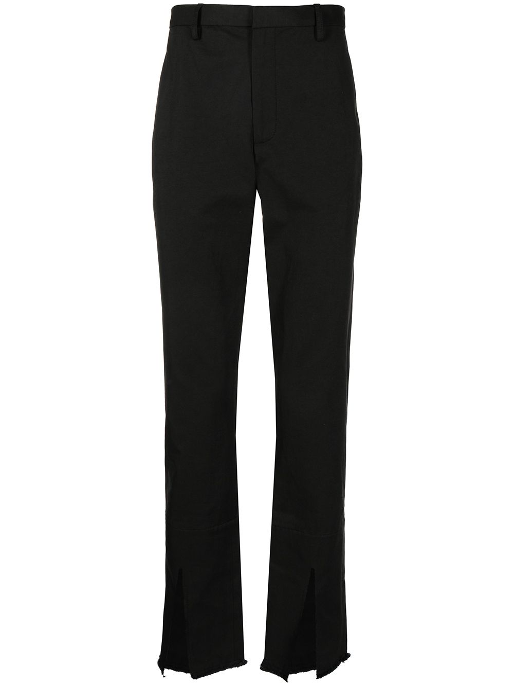 Split fray-trim trousers - Black