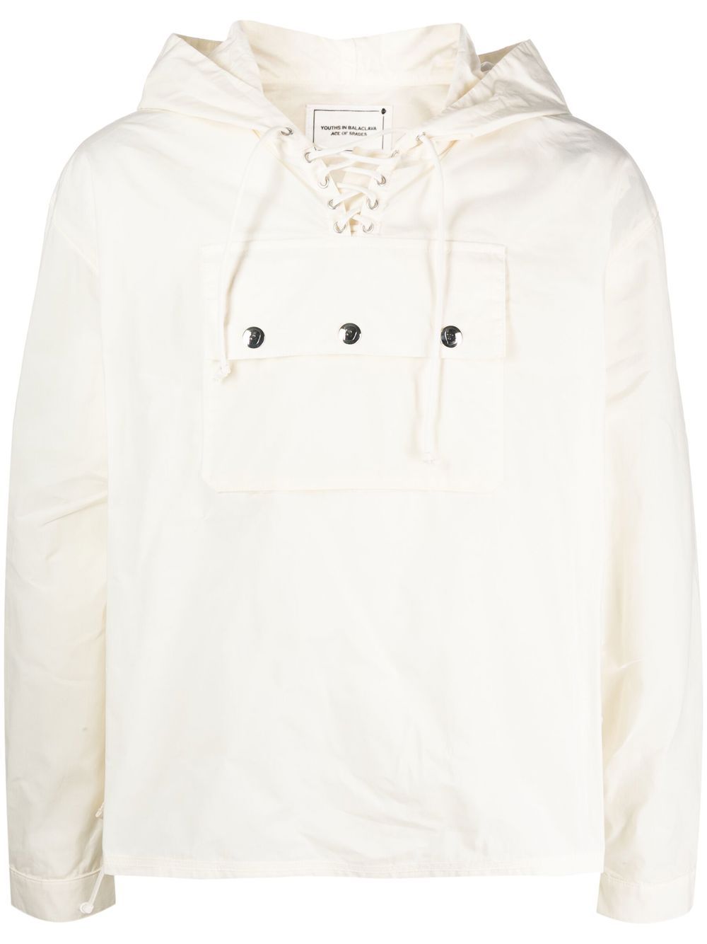 Lace-up Hooded-Parka jacket - White