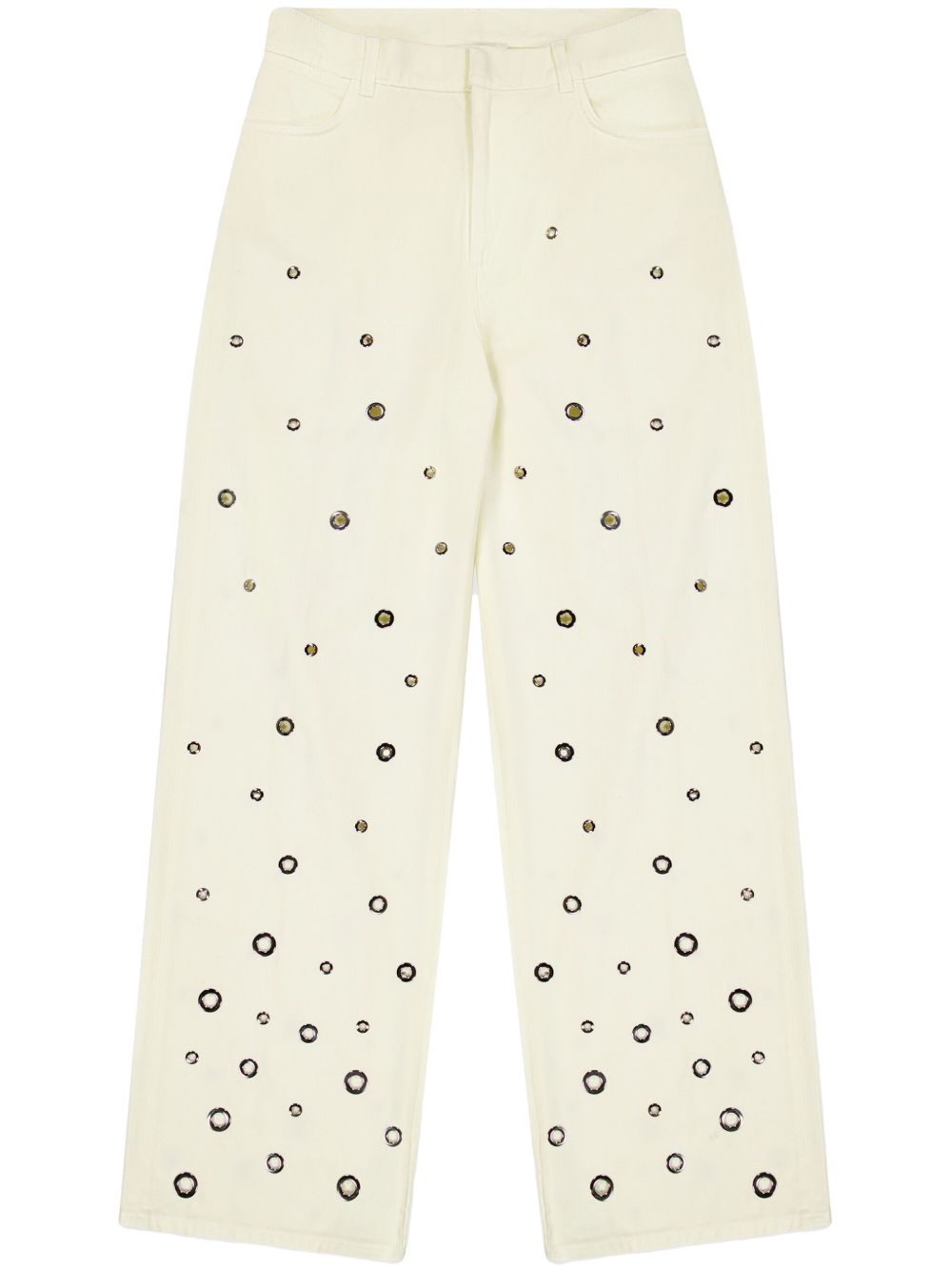 Laneus eyelet-detail wide-leg jeans - White