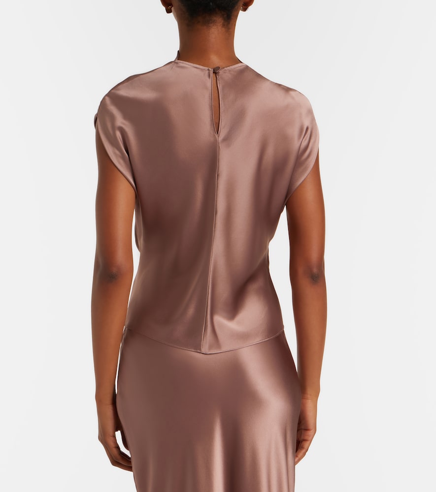 Draped silk satin top